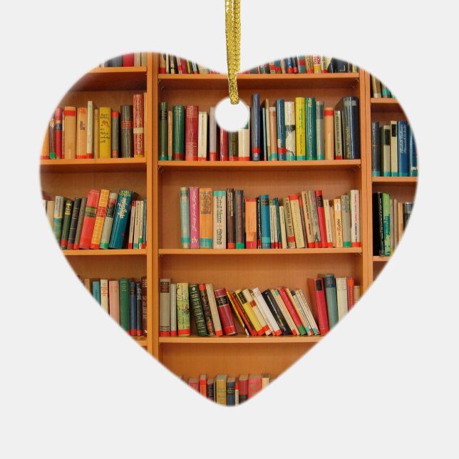 Ornamento De Cerâmica Livros em Segundo Plano (Frente)