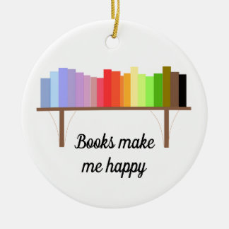 Ornamento De Cerâmica Livros me fazem feliz