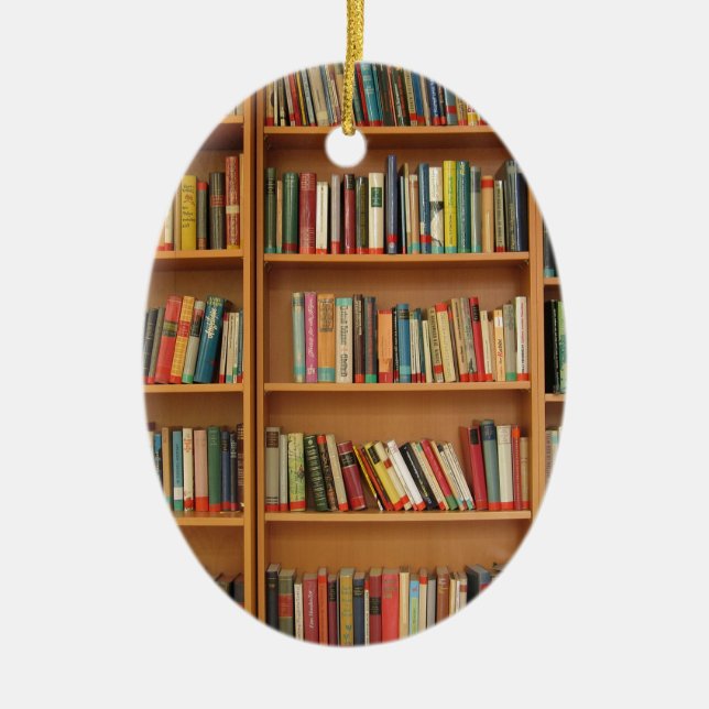 Ornamento De Cerâmica Livros na estante (Frente)