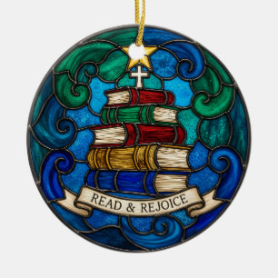Ornamento De Cerâmica Livros Religiosos Cruz de Bíblia
