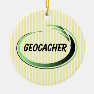 Ornamento De Cerâmica Lixeira Verde do Geocacher