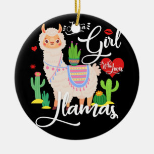 Ornamento De Cerâmica Llama Apenas Uma Menina Que Ama Lhamas Rosa Bonita