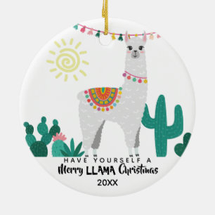 Ornamento De Cerâmica Llama CHristmas Engraçado Ornament