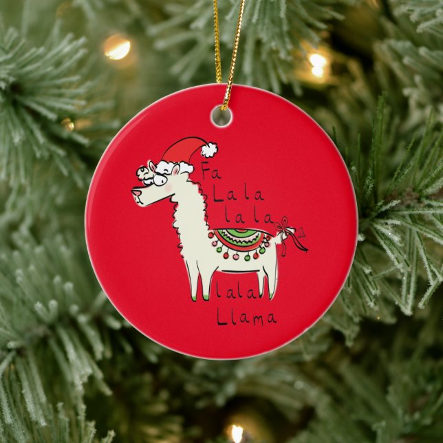 Ornamento De Cerâmica Llama Christmas Kids é engraçado (Árvore)