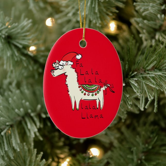 Ornamento De Cerâmica Llama Christmas Kids é engraçado (Árvore)