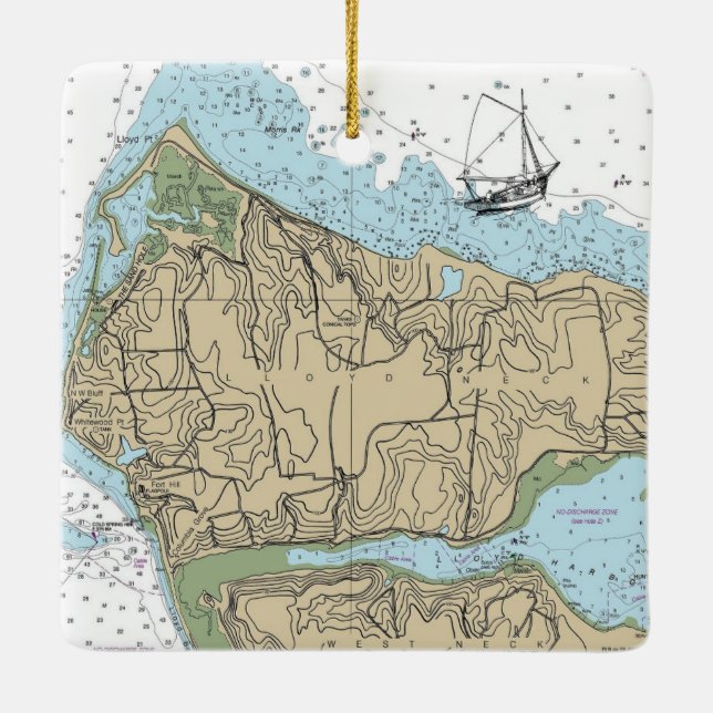 Ornamento De Cerâmica Lloyd Neck NY Natal (Verso)