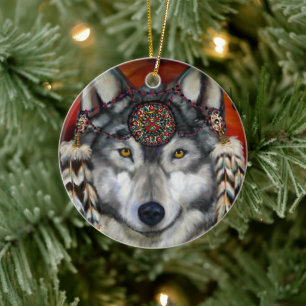 ORNAMENTO DE CERÂMICA LOBO CINZENTO