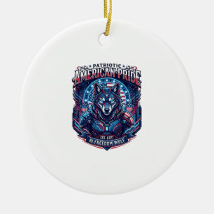 Ornamento De Cerâmica Lobo de liberdade patriótica Ai Cyberpunk Futuro L