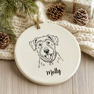 Ornamento De Cerâmica Lobo Irlandês Personalizado Natal