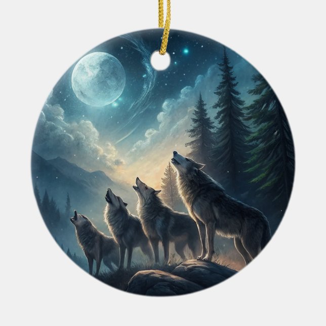 Ornamento De Cerâmica Lobos (Frente)