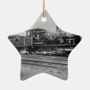 Ornamento De Cerâmica locomotiva a vapor trem antigo ferroviário