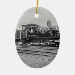 Ornamento De Cerâmica locomotiva a vapor trem antigo ferroviário