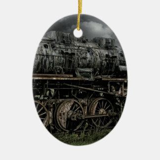 Ornamento De Cerâmica locomotiva a vapor trem via férrea ferrovia