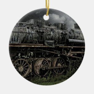 Ornamento De Cerâmica locomotiva a vapor trem via férrea ferrovia