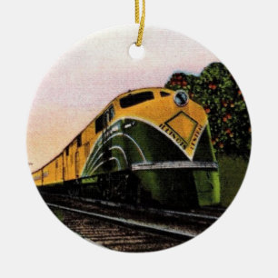 Ornamento De Cerâmica Locomotiva Tropical da Flórida