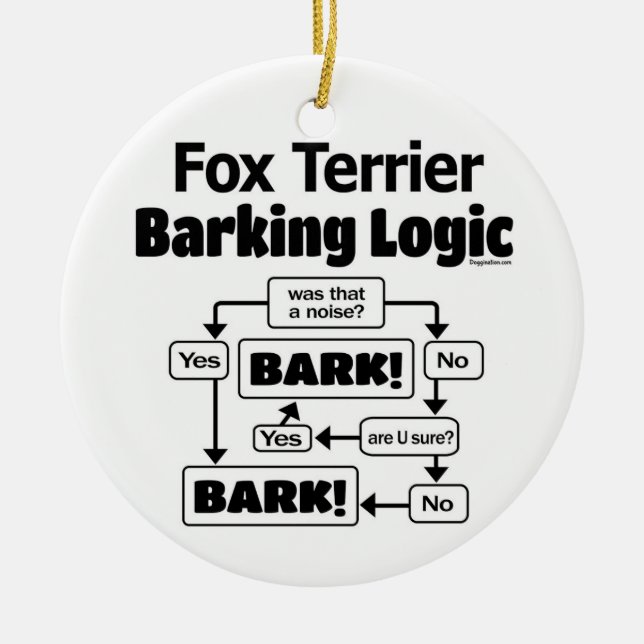 Ornamento De Cerâmica Lógica da Barreira de Fox Terrier (Frente)