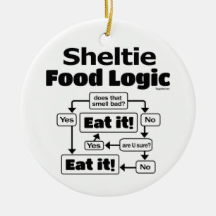 Ornamento De Cerâmica Lógica da comida de Sheltie