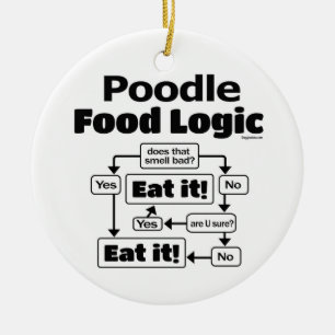 Ornamento De Cerâmica Lógica da Comida do Poodle