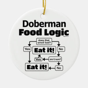 Ornamento De Cerâmica Lógica de Comida do Doberman