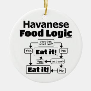Ornamento De Cerâmica Lógica de Comida do Havanês