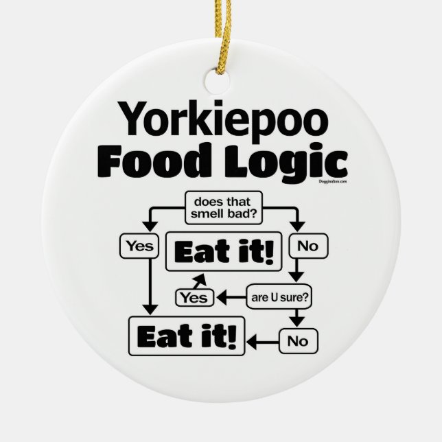 Ornamento De Cerâmica Lógica de Comida Yorkiepoo (Frente)