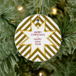 Ornamento De Cerâmica Logotipo Corporativo de Natal da Gold Star Busines