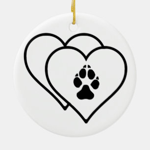 Ornamento De Cerâmica Logotipo da trilha da pegada de dois cães do amor