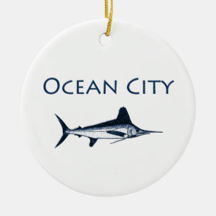 Ornamento De Cerâmica Logotipo de Maryland da cidade do oceano (espadim