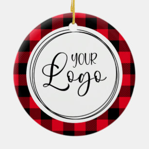 Ornamento De Cerâmica Logotipo Empresarial de Boas Festas em Xadrez Búfa