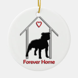 Ornamento De Cerâmica Logotipo preto para sempre Home de Pitbull