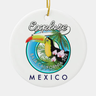 Ornamento De Cerâmica logotipo retrô de Baja California Sur México