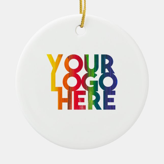 Ornamento De Cerâmica Logotipo simples branco Natal Festivo (Frente)