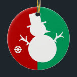Ornamento De Cerâmica Logotipo Snowman<br><div class="desc">Seja o presente-presente mais valioso neste Natal com este feliz de logotipo de esportes verdes e vermelhos,  estilo snowman. É um modo clássico de dizer que adoro a temporada de férias. Ho ho que colocou este adorável ornamento na sua árvore hoje!</div>