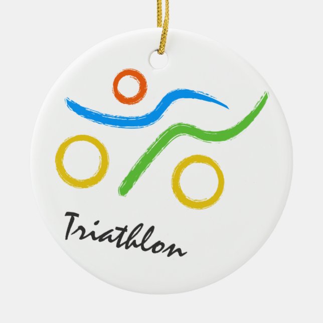 Ornamento De Cerâmica Logotipo Triathlon (Frente)