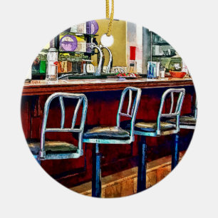 Ornamento De Cerâmica Loja De Doces Com Fonte De Soda