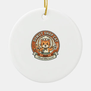 Ornamento De Cerâmica Loja de Donut Gato Loja de Donut Gato Arte Vetoria