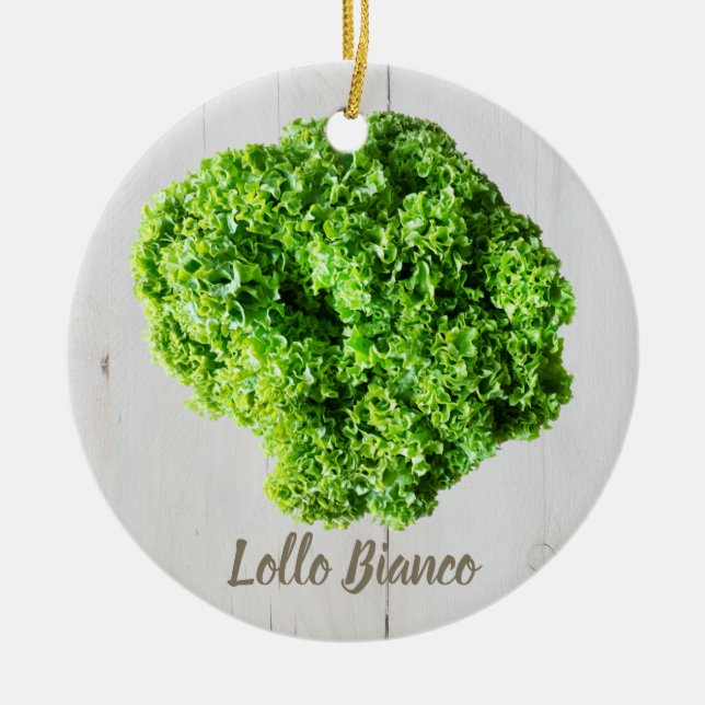 Ornamento De Cerâmica Lollo Bianco Salad alface para Vegans (Frente)