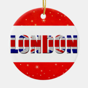Ornamento De Cerâmica London England Flag Red Snowflake