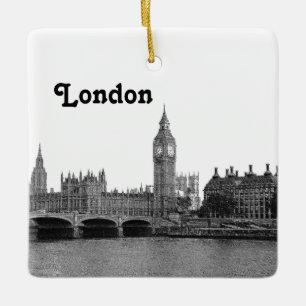 Ornamento De Cerâmica Londres Inglaterra - Skyline Etch