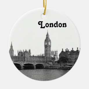Ornamento De Cerâmica Londres Inglaterra - Skyline Etch