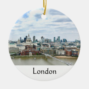 Ornamento De Cerâmica Londres, Inglaterra, Tiames River City Skyline