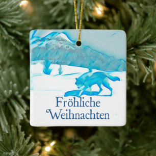 Ornamento De Cerâmica Lone Wolf In WInter - Fröhliche Weihnachten