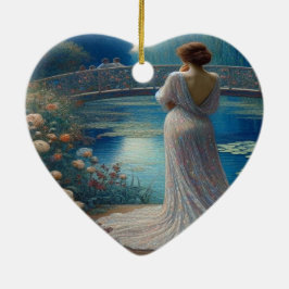 Ornamento De Cerâmica Lonely Woman Looking At Others Valentine Tree