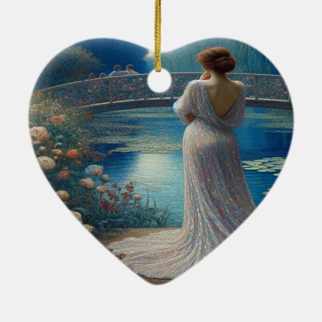 Ornamento De Cerâmica Lonely Woman Looking At Others Valentine Tree (Verso)