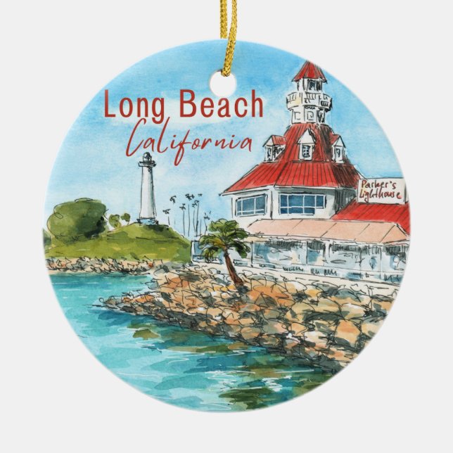 Ornamento De Cerâmica Long Beach California Ornament (Frente)