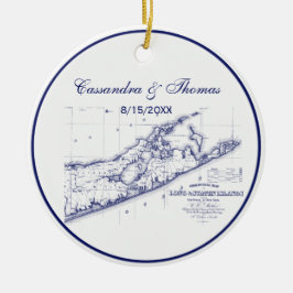 Ornamento De Cerâmica Long Island The Hamptons Map VC