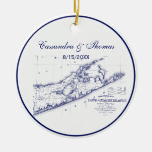 Ornamento De Cerâmica Long Island The Hamptons Map VC