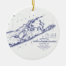 Ornamento De Cerâmica Long Island The Hamptons Map VC