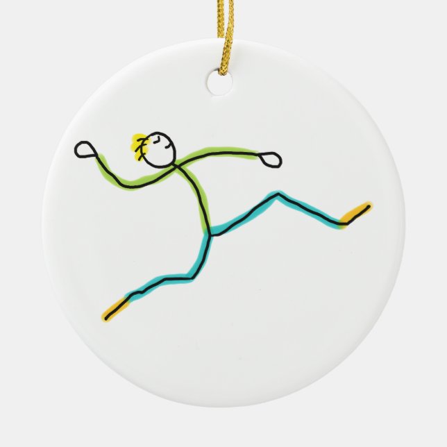 Ornamento De Cerâmica Long Jump Stickman (Frente)
