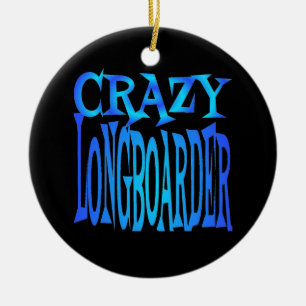 Ornamento De Cerâmica Longboarder Louco